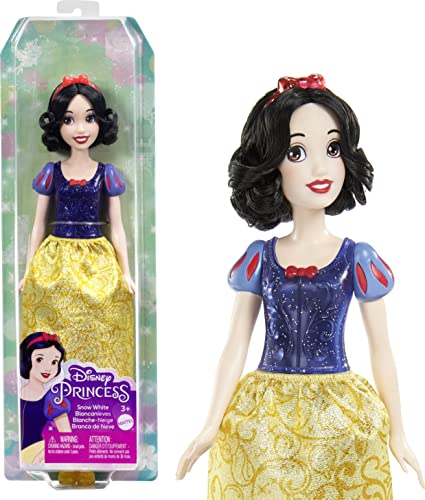 Disney Prinzessin-Spielzeug, bewegliche Schneewittchen-Modepuppe mit glitzernder Kleidung und Accessoires, inspiriert vom Disney-Film, Geschenk für Kinder, HLW08 von Mattel