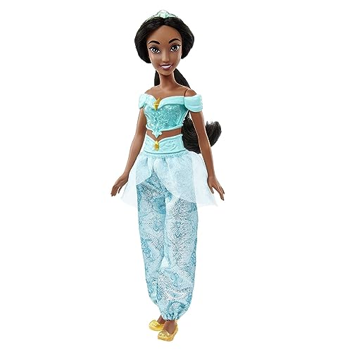 Disney Prinzessin-Spielzeug, bewegliche Jasmin-Modepuppe mit glitzernder Kleidung und Accessoires, inspiriert vom Disney-Film, Geschenk für Kinder, HLW12 von Mattel