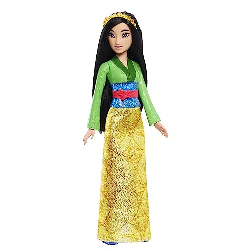 Mattel Disney Prinzessin-Spielzeug, bewegliche Mulan-Modepuppe mit glitzernder Kleidung und Accessoires, inspiriert vom Disney-Film, Geschenk für Kinder, HLW14 von Mattel