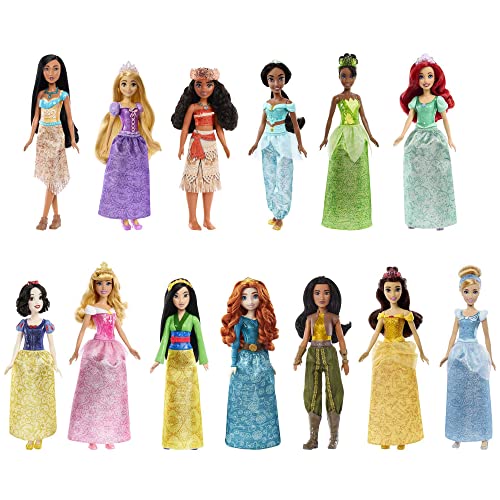 Mattel DISNEY Princess-Kollektion - 13 bewegliche Puppen mit charakteristischer Kleidung und Zubehör zum Spielen, weiche Haare zum Kämmen und Stylen, für Kinder ab 3 Jahren, HLW43 von Mattel