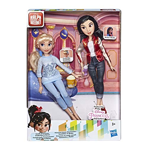 Disney Prinzessinnen Comfy Squad Cindarella und Mulan, Puppen zum Film Chaos im Netz mit Freizeit-Outfit und Zubehör von Disney Princess