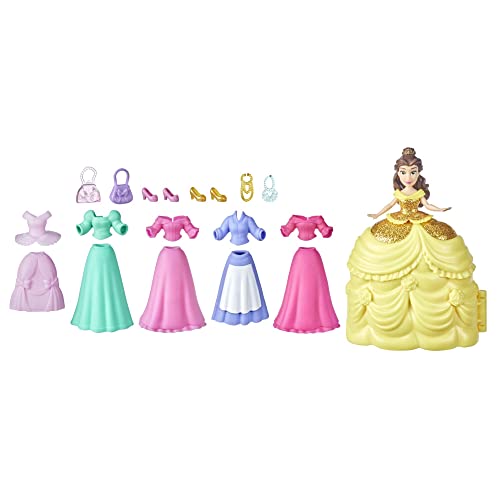 Hasbro Disney Prinzessin F0376 Belle, Disney Princess Secret Styles Belle's Fashion Collection Puppen-Spielset mit 6 Outfits und 6 Zubehörteilen Spielzeug für Mädchen ab 4 Jahren, Mehrfarbig von Disney Princess