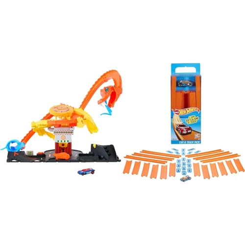 HOT-Wheels Let's Race Netflix - Pizza-Kobra-Angriff & Hot Wheels Bahn Track Builder, Trackteile & Verbindungsstücke (36 Teile) von Disney Prinzessin