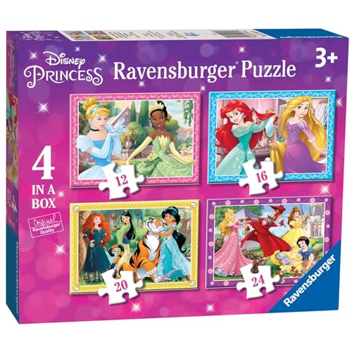 Ravensburger Disney Princess-4 in Box (12, 16, 20, 24 Piece) Jigsaw Puzzles for Kids Age 3 Years and Up von Ravensburger