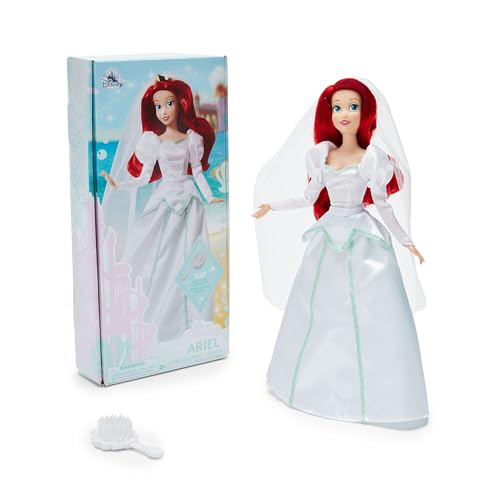 Disney Store Offizielle Arielle Hochzeits-Puppe, Arielle, die Meerjungfrau, 29cm, Bewegliche Figur im Kleid mit Puffärmeln, Mit Bürste, Geeignet ab 3 Jahren von Disney Store