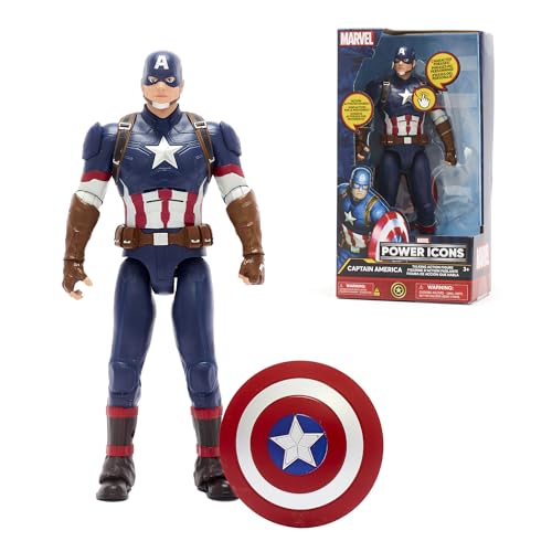 Disney Store Official - Captain America - Sprechende Actionfigur - 25 cm/10" - Marvel Superheldenspielzeug - Mit magnetischem Schild und Charaktersätzen in Englisch - Batterien enthalten - Ab 3 Jahren von Disney Store