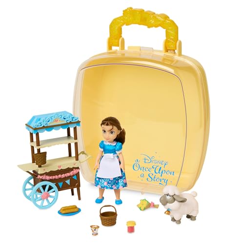 Disney Store Offizielles Belle Minipuppen-Spielset, Die Schöne und das Biest, Once Upon a Story Kollektion, 9-TLG., Figurenset mit Zubehör, inklusive Essenswagen, Tassilo und Schaf, Ab 3 Jahren von Disney Store