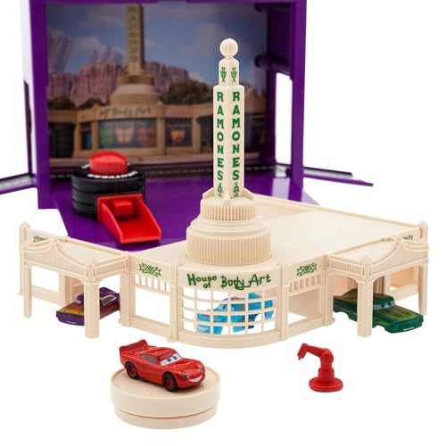 Disney Store Offizielles Ramone's Karosseriewerkstatt Disney Pixar Cars Spielset zum Mitnehmen, 12-teilig, Set mit Lightning McQueen, Ramone und mehr – Geeignet ab 3 Jahren von Disney Store