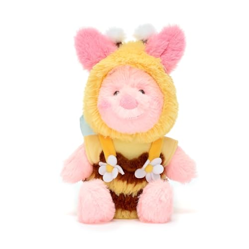 Disney Store Japan Offizieller Ferkel als Biene Kuscheltier, Winnie Puuh, 24cm, Plüschschwein mit 3D-Blumenverzierung von Disney Store