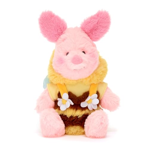 Disney Store Japan Offizieller Ferkel als Biene Kuscheltier, Winnie Puuh, 24cm, Plüschschwein mit 3D-Blumenverzierung von Disney Store