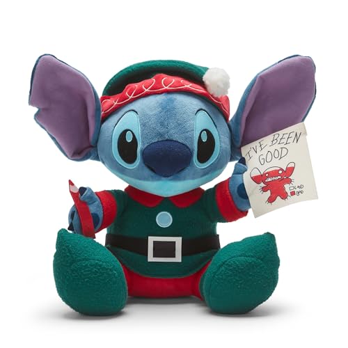 Disney Store Official - Lilo & Stitch - Stitch - Weihnachtliches Kuscheltier - 35 cm/14" - Niedlicher Außerirdischer im festlichen Elfenkostüm - Helfer des Weihnachtsmanns - Ab der Geburt geeignet von Disney Store