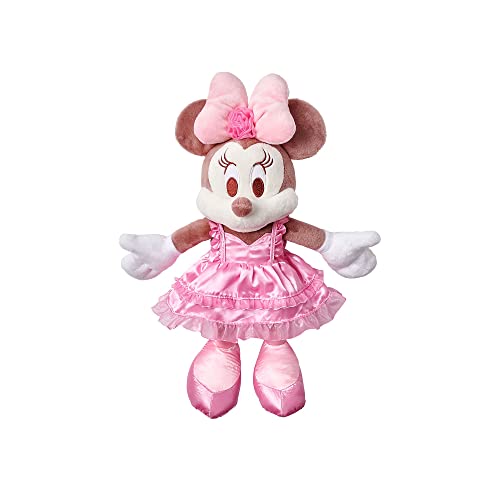 Disney Store Minnie Maus Sweetheart Offizielles mittelgroßes Kuscheltier, 28 cm, Kuscheltier mit Stickereien, knuffige Figur in einem hübschen rosa Kleidchen, geeignet ab 12 Monaten, Braun von Disney Store