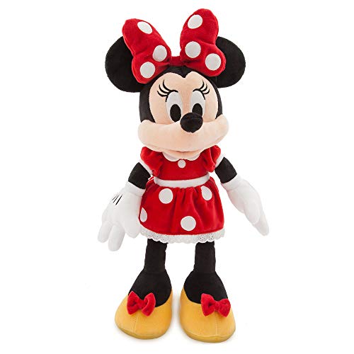 Disney Store Mittelgroßes Kuscheltier Minnie Maus, 47 cm / 18”, Kultfigur roten Pünktchenkleid mit Schleife, Stickereien und strukturierten Ohren, für alle Altersstufen geeignet von disney