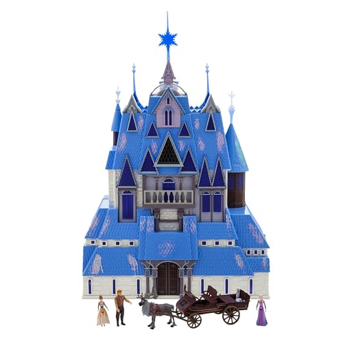 Disney Store Official - Die Eiskönigin - Beleuchtetes Spielset mit Arendelle Schloss und Puppen, inklusive Anna, ELSA, Kristoff, Olaf und Sven Spielzeugfiguren, Puppenhaus mit Lightshow und Musik von Disney Store