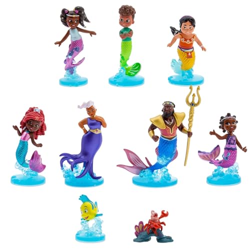 Disney Store Official - Disney Junior Arielle - Deluxe-Figurenspielset - 9 Teile - 10 cm/3,9" - Meerjungfrauen-Spielfigurenset für Kinder - Mit Ursula, König Triton, Sebastian, Fabius und Anderen von Disney Store