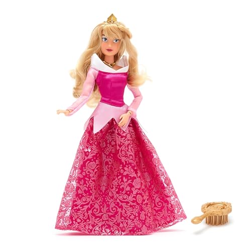 Disney Store Official - Dornröschen - Aurora - Klassische Puppe - 29 cm/11" - Voll bewegliche Disney Prinzessinnen Puppe im eleganten pinkfarbenen Kleid - Mit Spielzeughaarbürste - Ab 3 Jahren von Disney Store