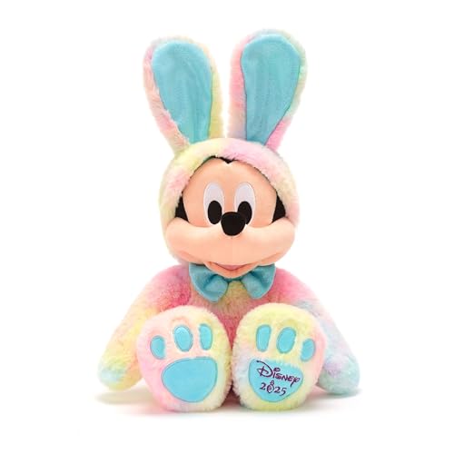 Disney Store Official - Micky Maus - Osterkuscheltier - 45 cm - Plüschtier mit Osterhasenoutfit im Batikstil & Blauer Fliege - Schriftzug Disney 2025 am Fuß - Ab der Geburt geeignet - Ab 0 Jahren von Disney Store