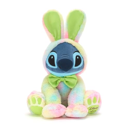 Disney Store Official - Lilo & Stitch - Stitch - Osterkuscheltier - 45 cm/18" - Alien-Plüschtier mit Osterhasenoutfit im Batikstil & grüner Fliege - Schriftzug Disney 2025 am Fuß - Ab 0 Jahren von Disney Store