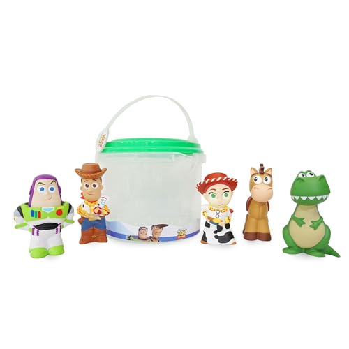 Disney Store Official - Toy Story - Badespielzeugset - 5 Teile - Mit Buzz Lightyear, Woody, Jessie, Bully und Rex - Eimer mit Siebdeckel - Spielzeug für Bad oder Planschbecken - Ab 6 Monaten von Disney Store