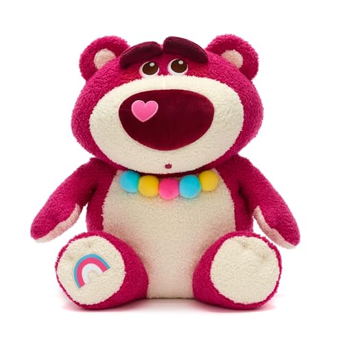 Disney Store Official - Toy Story - Lotso - Kuscheltier - 40 cm - Kuschelige Bösewicht-Plüschfigur - Pinkfarbener Teddybär - Mit Regenbogenstickerei und farbenfroher Bommel-Halskette von Disney Store