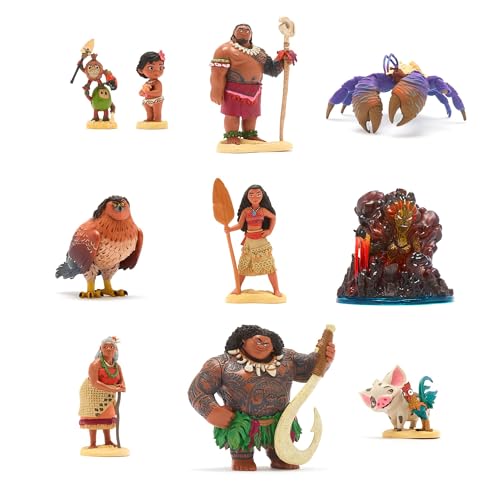 Disney Store Official - Vaiana - Deluxe-Figurenspielset - 10 Teile - Spielzeugfigurenset für Kinder - Mit polynesischer Prinzessin, Maui, Pua mit HEI HEI und Anderen - Geeignet ab 3 Jahren von Disney Store