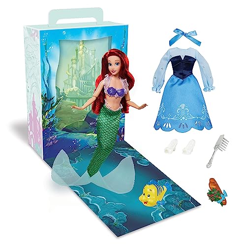 Disney Store Offizielle Ariel Storybook Kollektion Puppe, Die Kleine Meerjungfrau, 28 cm, Mit Flounder, 2 Outfits, Accessoires, Malbogen für Aktivitäten und Spiele, für Kinder ab 3 Jahren von Disney Store