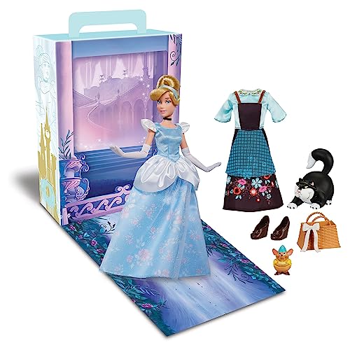 Disney Store Offizielle Cinderella Storybook Kollektion Puppe für Kinder, 29 cm, Mit Luzifer & Karli, 2 Outfits, Accessoires, Malbogen für Aktivitäten und Spiele, für Kinder ab 3 Jahren von Disney Store