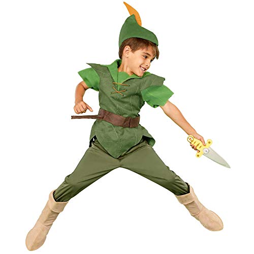 Disney Store Offizielles Peter-Pan-Kostüm für Kinder, abenteuerliches junges klassisches Party-Outfit mit Tunika-Oberteil, Hut, Größe 4 Jahre von Disney Store