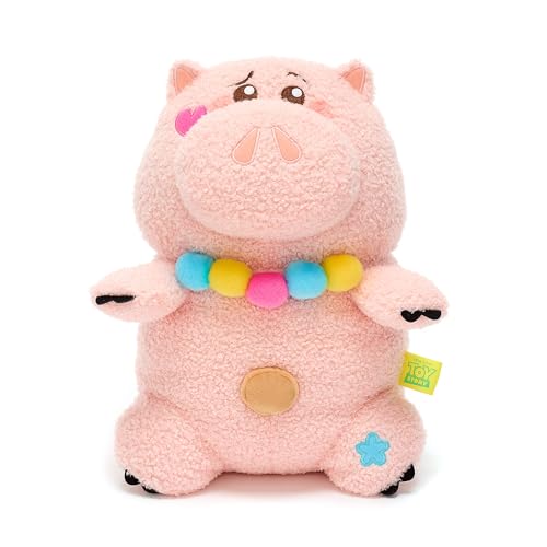 Disney Store Offizielles Specki Kuscheltier, Toy Story, 34cm, Pixar Sticker Friends Kollektion, Niedliches Plüschschwein mit bunter Pom-Pom-Halskette und Applikationen von Disney Store