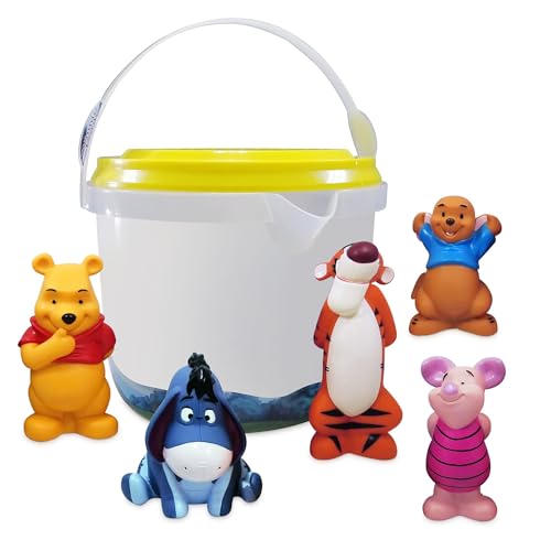 Disney Store Offizielles Winnie Puuh Badespielzeugset für Kinder, 5-teilig, Wasserspielzeug-Set mit Winnie Puuh, I-Aah, Ferkel, Ruh und Tigger in Plastikbehälter – Geeignet ab 3 Jahren von Disney Store