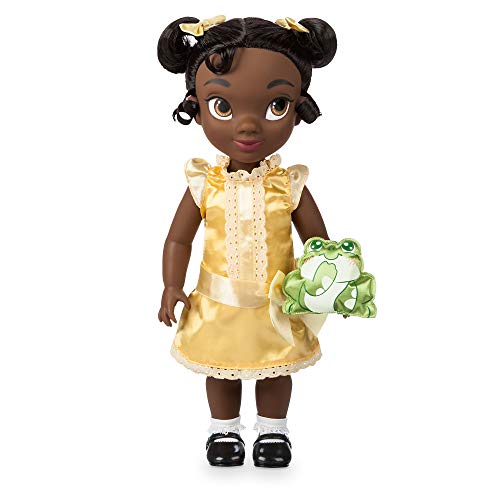 Disney Store Puppe Tiana aus der Animator Collection, Küss den Frosch, 39 cm / 15", echt wirkendes Haar zum Kämmen und Outfit, mit Naveen als Plüschtier aus Satin, Sammelpuppe für Kinder ab 3 Jahren von Disney Store