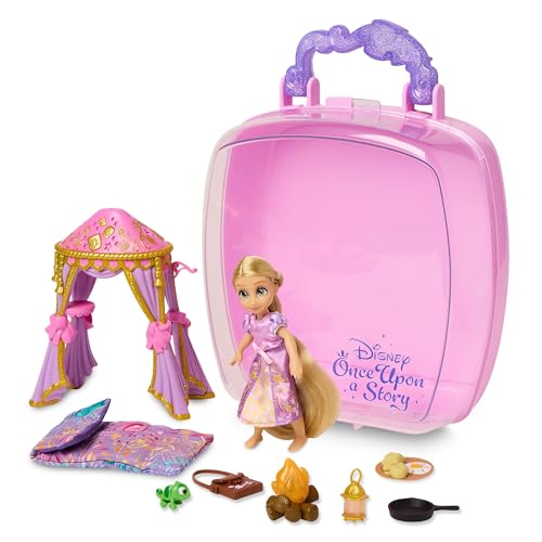 Disney Store Offizielles Rapunzel Minipuppen-Spielset, Rapunzel – Neu verföhnt, Once Upon a Story Kollektion, 10-TLG., Figurenset mit Zubehör, inklusive Pascal, Baldachin, Ab 3 Jahren von Disney Store