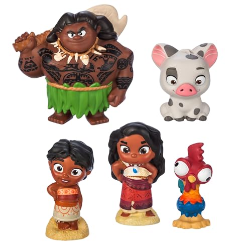 Disney Store Official - Vaiana 2 - Badespielzeugset - 5-teilig - Mit Vaiana, Simea, Pua, Hei Hei & Maui - Mit Aufbewahrungseimer - Geeignet ab 6 Monaten von Disney Store