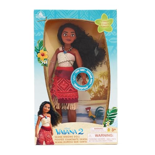 Disney Store Official - Vaiana 2 - Vaiana - Singende Puppe - Figur singt We're Back in englischer Sprache - Mit Spielzeugfigur des Hahns HEI HEI von Disney Store