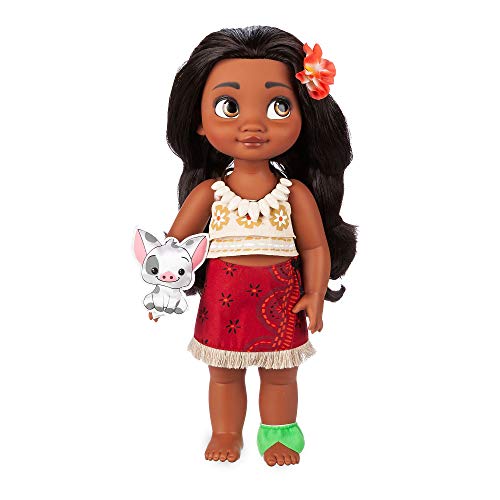 Disney Store Vaiana-Puppe aus der Animator-Toddler-Doll-Kollektion, aus dem Film „Vaiana“, 39 cm, mit realistisch verwurzelten Haaren, Outfit, Muschelkette aus Kunststoff und gepolstertem Pua aus Satin, geeignet für Kinder ab 3 Jahren von Disney Store