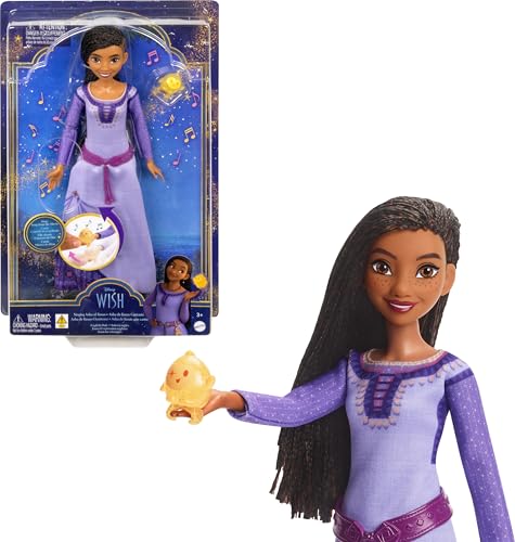 Mattel Disney Wish singende Asha of Rosas Modepuppe & Star Figur, beweglich mit abnehmbarem Outfit, singt "This Wish" auf Englisch von Polly Pocket