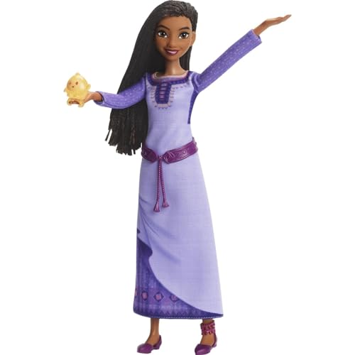 Mattel Disney Wish singende Asha of Rosas Modepuppe & Star Figur, beweglich mit abnehmbarem Outfit, singt "This Wish" auf Englisch von Polly Pocket