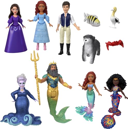 Mattel DISNEY Arielle, die Meerjungfrau - Set mit Arielle als Mensch und Meerjungfrau, König Tritons Dreizack und Arielles Rock zum Ausziehen, für Kinder ab 3 Jahren, HND30 von Disney