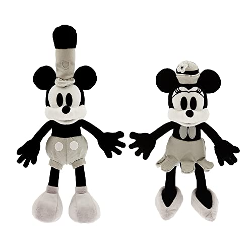 Disney 100 offizielles Mickey & Minnie Mouse Steamboat Willie Plüsch-Set – klassisches Vintage-Design – 26,7 cm Sammlerstück Spielzeug für Fans und Kinder von Disney