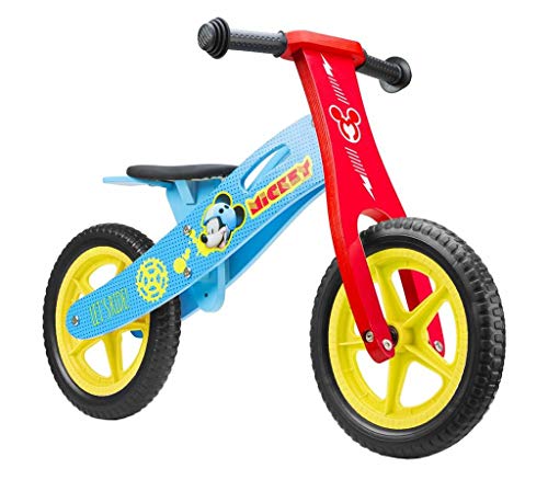 Disney 9908 Wooden Balance Bike Mickey 12" Laufrad, Mehrfarbig, M von Disney