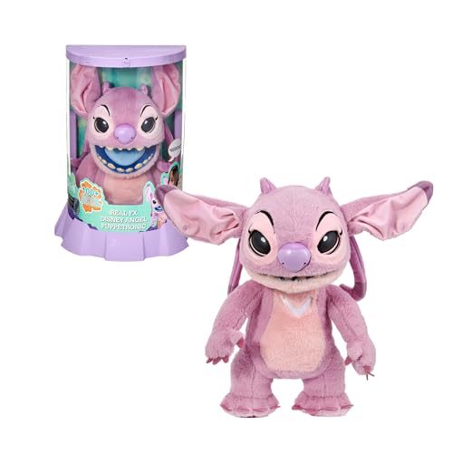 Disney Angel Real FX - Angel-Plüschtier von Lilo & Stitch, elektronisches Plüschtier, 45 cm, 100+ Kombinationen von Aktionen und Geräuschen, realistisches Spielzeug mit Sensoren und Reaktionen, ab 6 von Disney