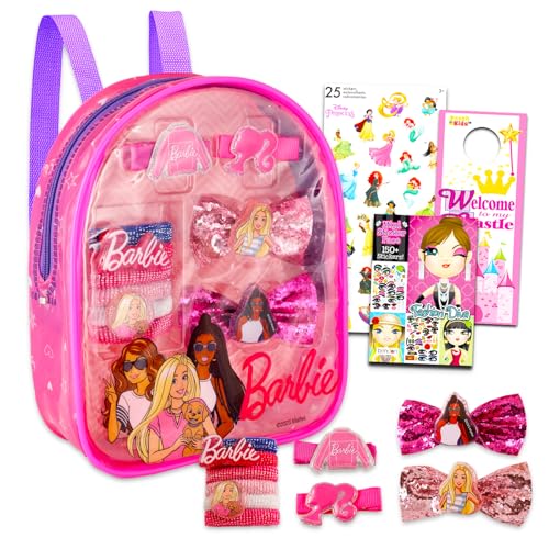 Disney Barbie Haar-Accessoire-Taschen-Set für Mädchen – Kosmetiktaschen-Set enthält 10 Haar-Accessoires, transparente PVC-Packung und mehr | Mädchenpartys, Übernachtungen und Makeovers von Disney