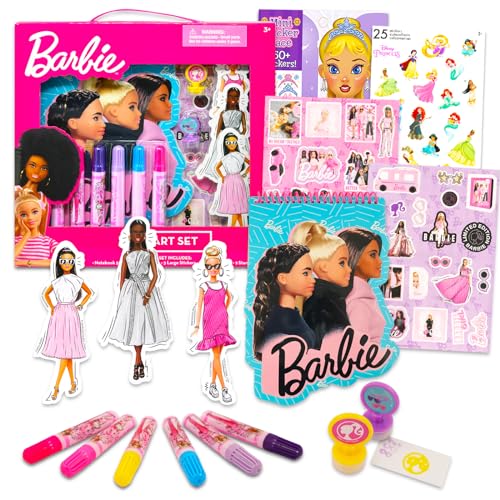 Disney Barbie-Kunst-Set für Mädchen – Bündel mit Barbie-Kunst- und Bastelbedarf mit Notizbuch, Aufklebern, Malutensilien, mehr für Mädchen, Kinder | Barbie-Kunst- und Bastelset von Disney