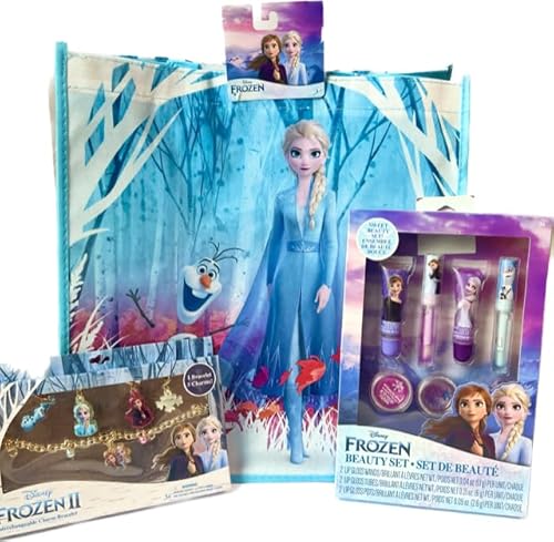 Disney Classic Frozen Beauty Pack und Handtasche – inklusive wiederverwendbarer, umweltfreundlicher Tasche mit Frozen II Armband und 6-teiligem Lipgloss-Set von Disney