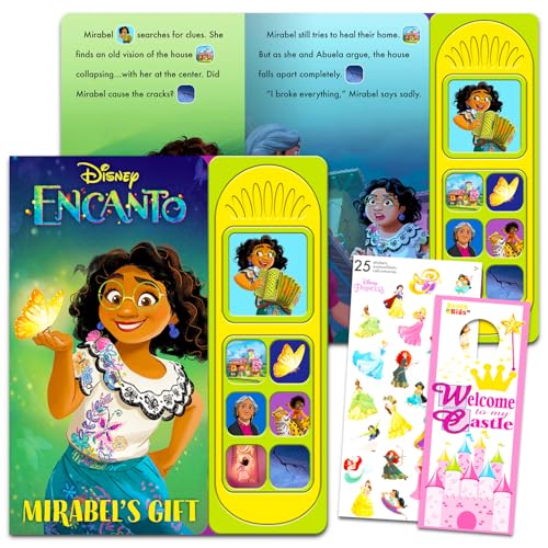 Disney Encanto Soundbuch-Set für Kinder, Kleinkinder – Encanto-Aktivitätspaket enthält interaktives Mirabel-Soundbuch mit Knöpfen plus Aufklebern und Türhänger | Disney Interactive Books von Disney