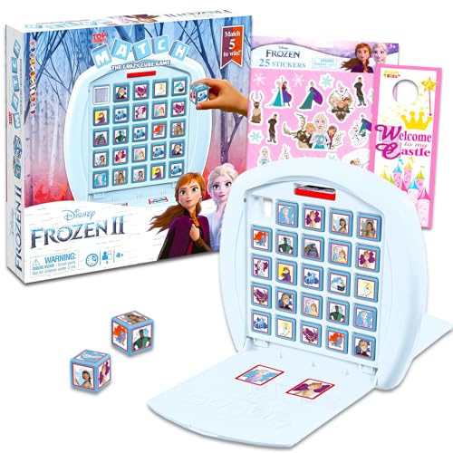 Disney Frozen 2 Match - Das verrückte Würfel-Spielset für Kinder - Die Eiskönigin 2 Würfel passende Spielaufkleber und mehr pädagogisches Lernspielzeug von Disney