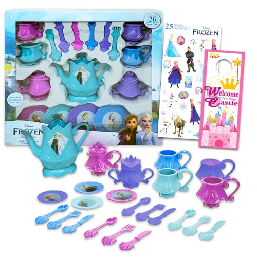 Disney Frozen Tea Set – 26-teiliges Set mit Frozen Tea Party-Dekorationen, Tassen, Teekanne, mit Anna und Elsa Plus Frozen Aufklebern, mehr | Frozen Tea Set Partyzubehör von Disney