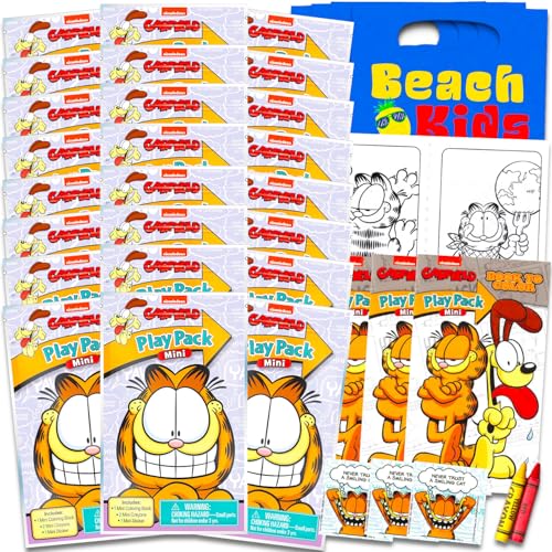 Disney Garfield Mini-Partygeschenk-Set – Paket mit 24 Garfield-Spielpackungen mit Malvorlagen, Aufklebern und mehr | Garfield Partyzubehör von Disney