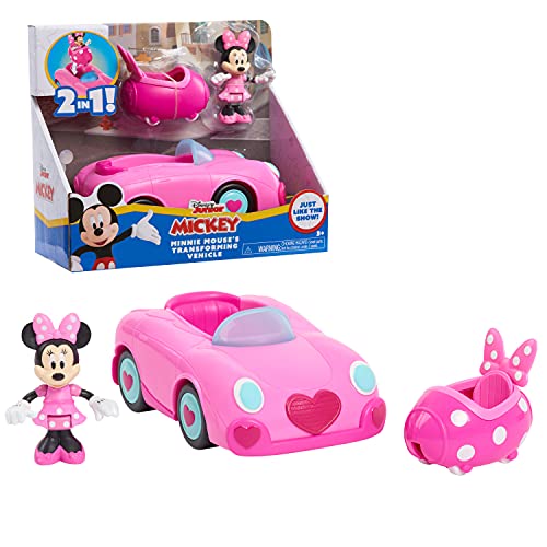 Disney Junior Mickey Mouse Funhouse Transforming Fahrzeug, Minnie Maus, Rosa Spielzeug Auto, Kindergarten, von Just Play von Disney