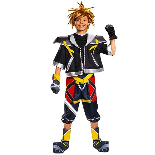 Disney Kingdom Hearts Sora - Halloween-Kostüm für Kinder, mit Sora Jacke, Oberteil, Hose und mehr, Königreichskostüm von Sora Tween, Größe 10-12 von Disney